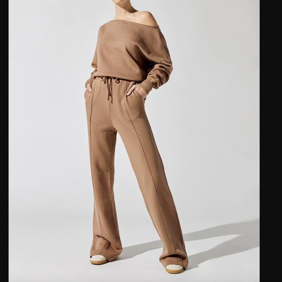 Pants - Carbon38 Wide Leg Pintuck Sweatpant
